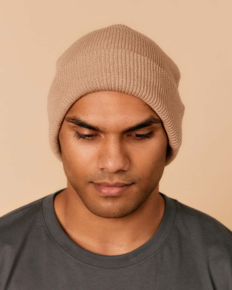 Knit Fold Beanie - HEMP