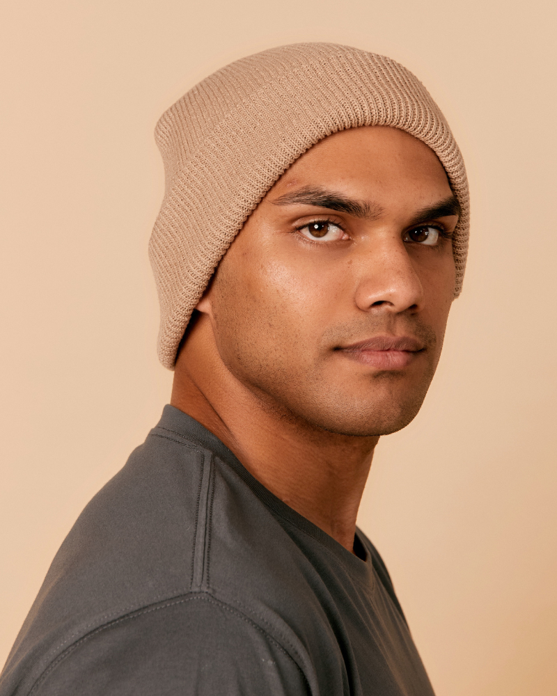 Knit Fold Beanie - HEMP