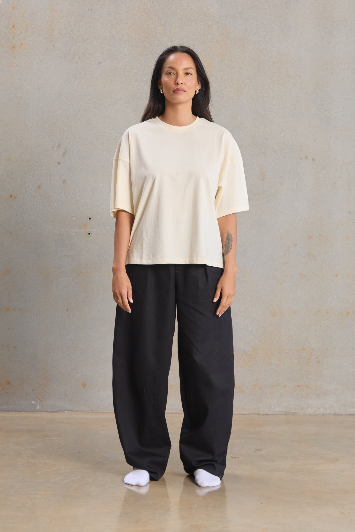 Womens Box Tee 200 in Antique White, 200gsm GOTS organic cotton