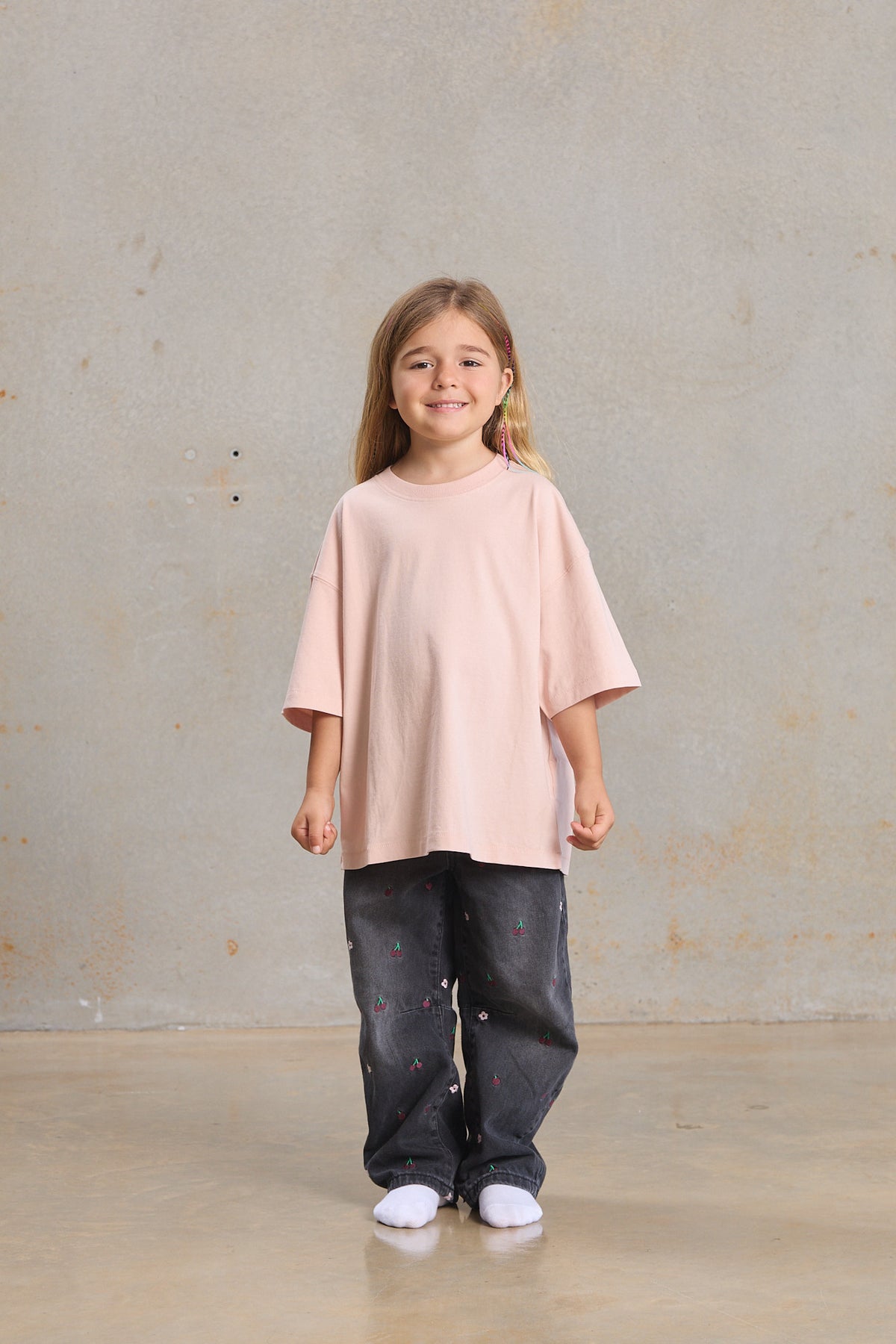 Kids Slouch Tee 401 in Blush, organic cotton kids blank