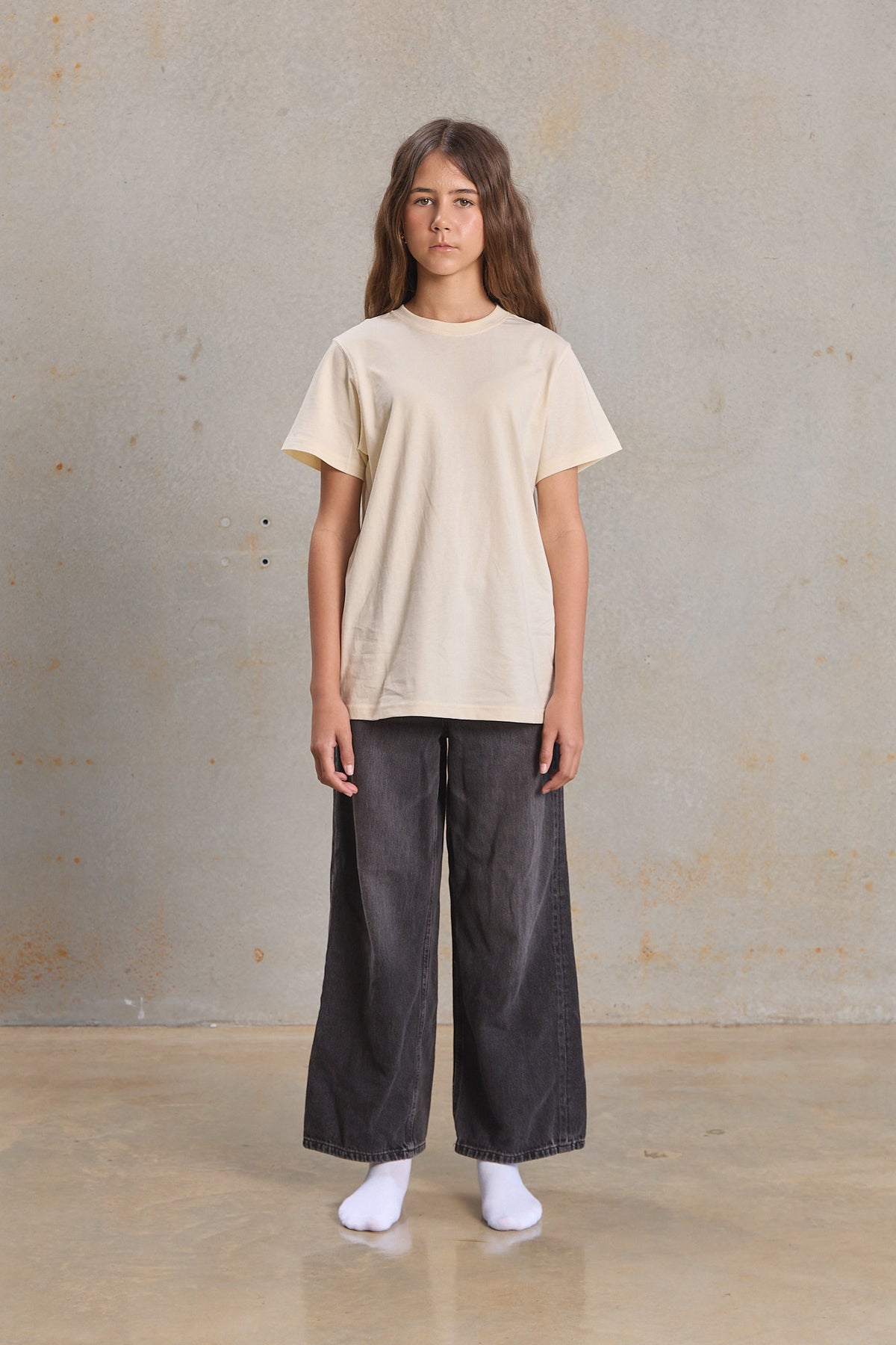 Youth Simple Tee 400 in Antique White, GOTS organic cotton youth blank
