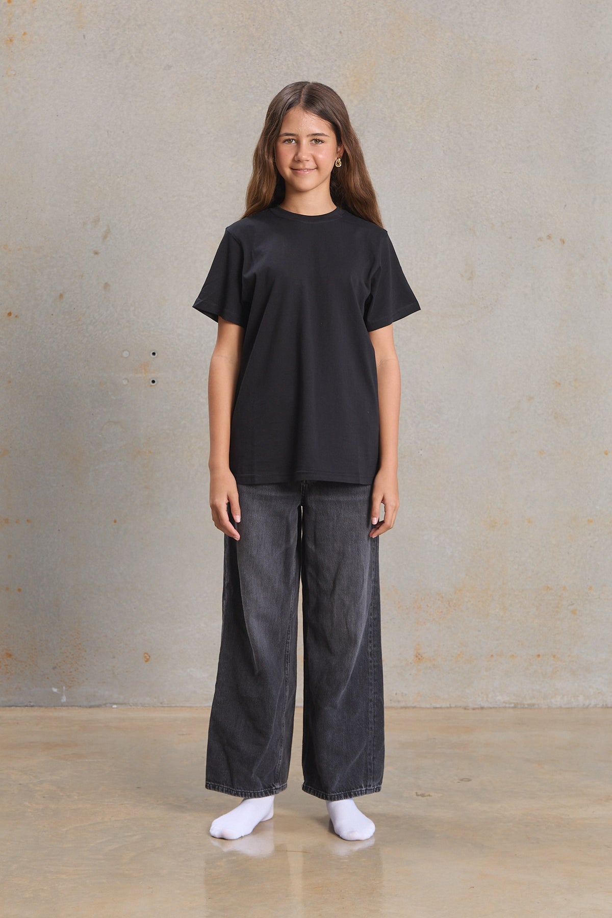 Youth Simple Tee 400 in Black, GOTS organic cotton youth blank