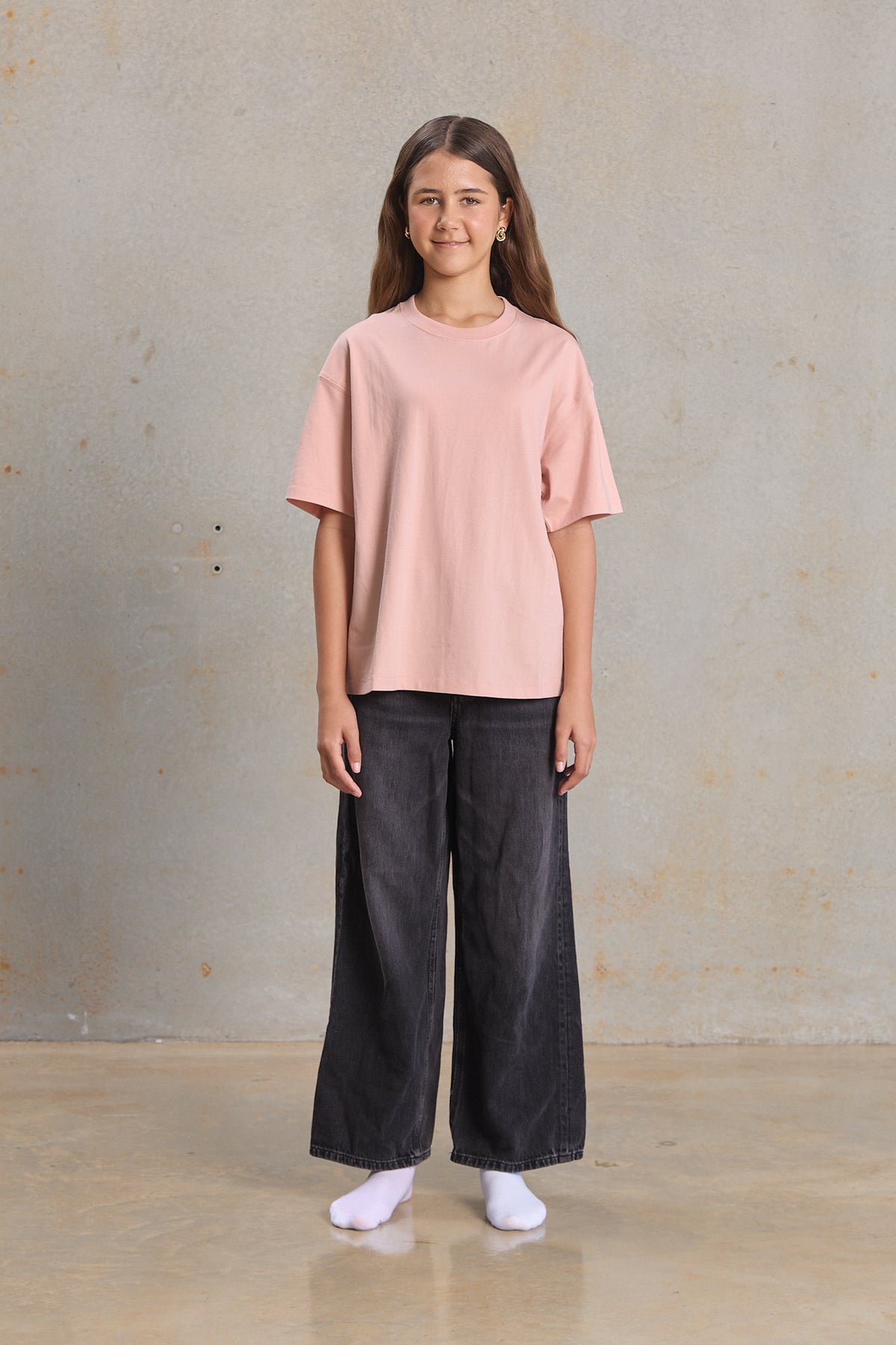 Youth Slouch Tee 401 in Blush, organic cotton youth blank