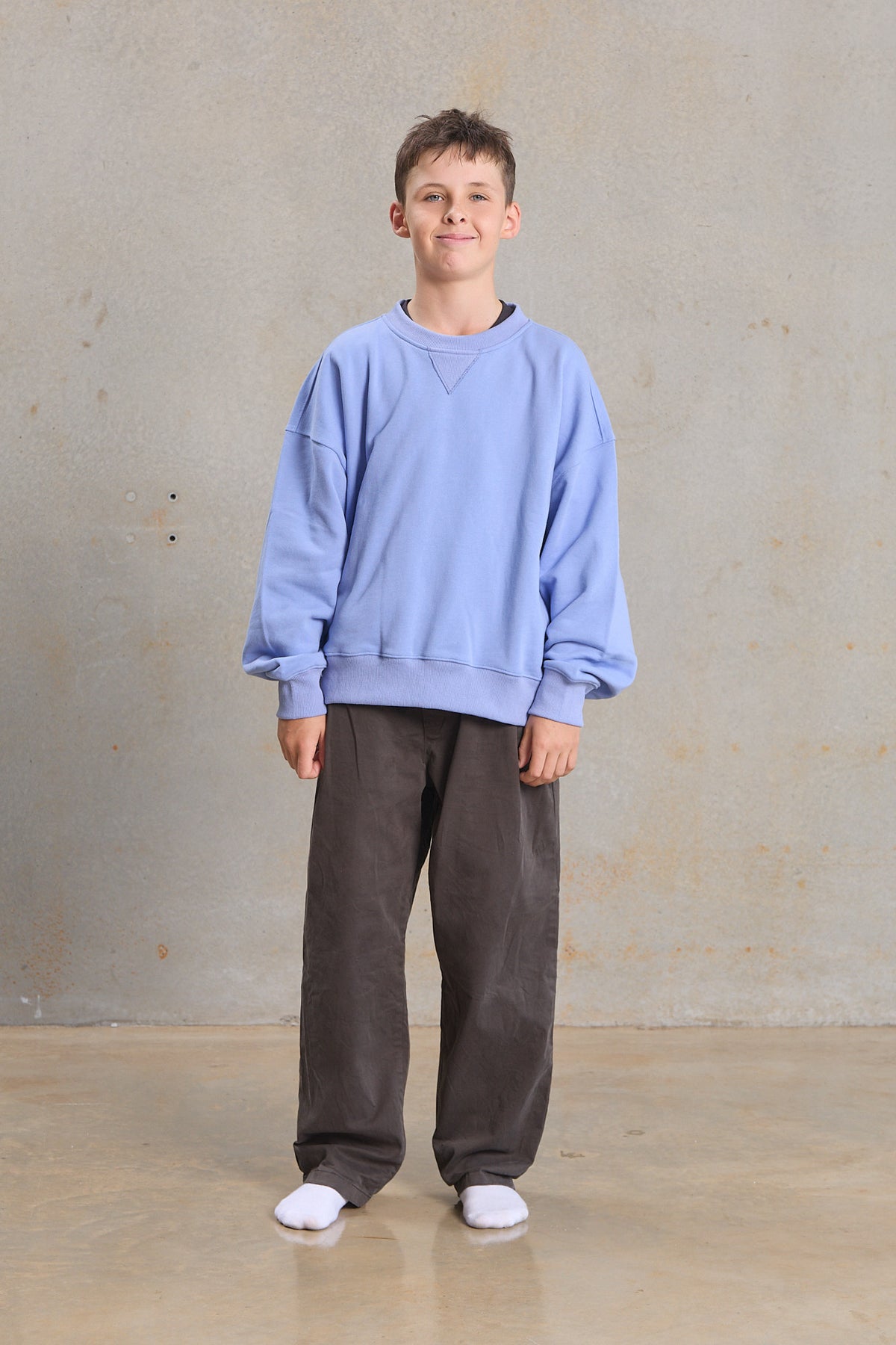 Youth Slouch Sweater 403 in Cream, organic cotton blank