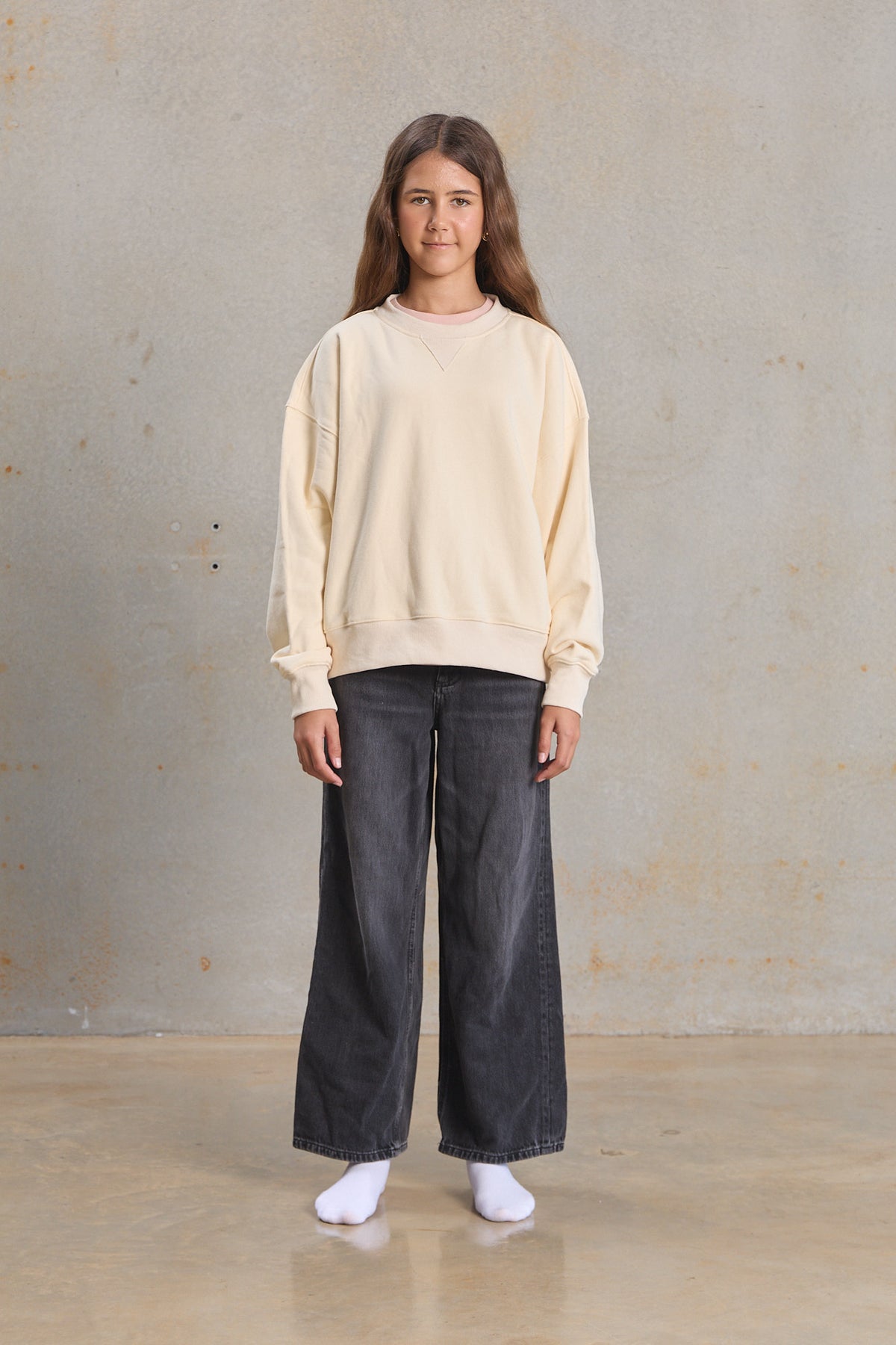 Youth Slouch Sweater 403 in Cream, organic cotton blank
