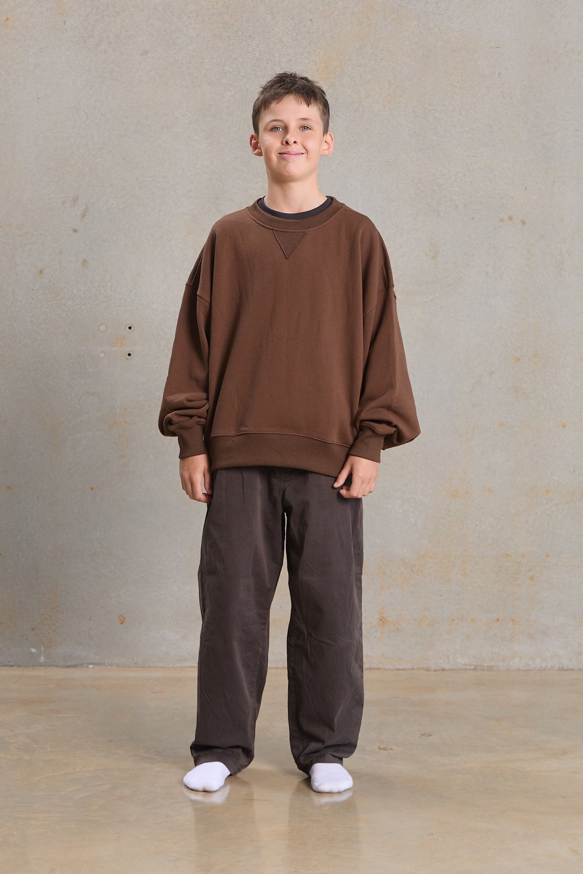 Youth Slouch Sweater 403 in Cream, organic cotton blank
