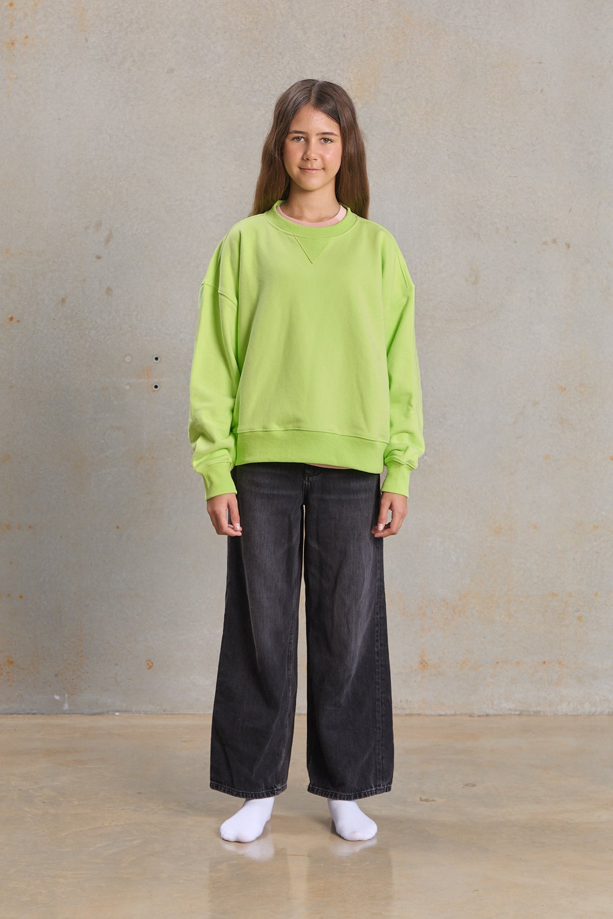 Youth Slouch Sweater 403 in Cream, organic cotton blank
