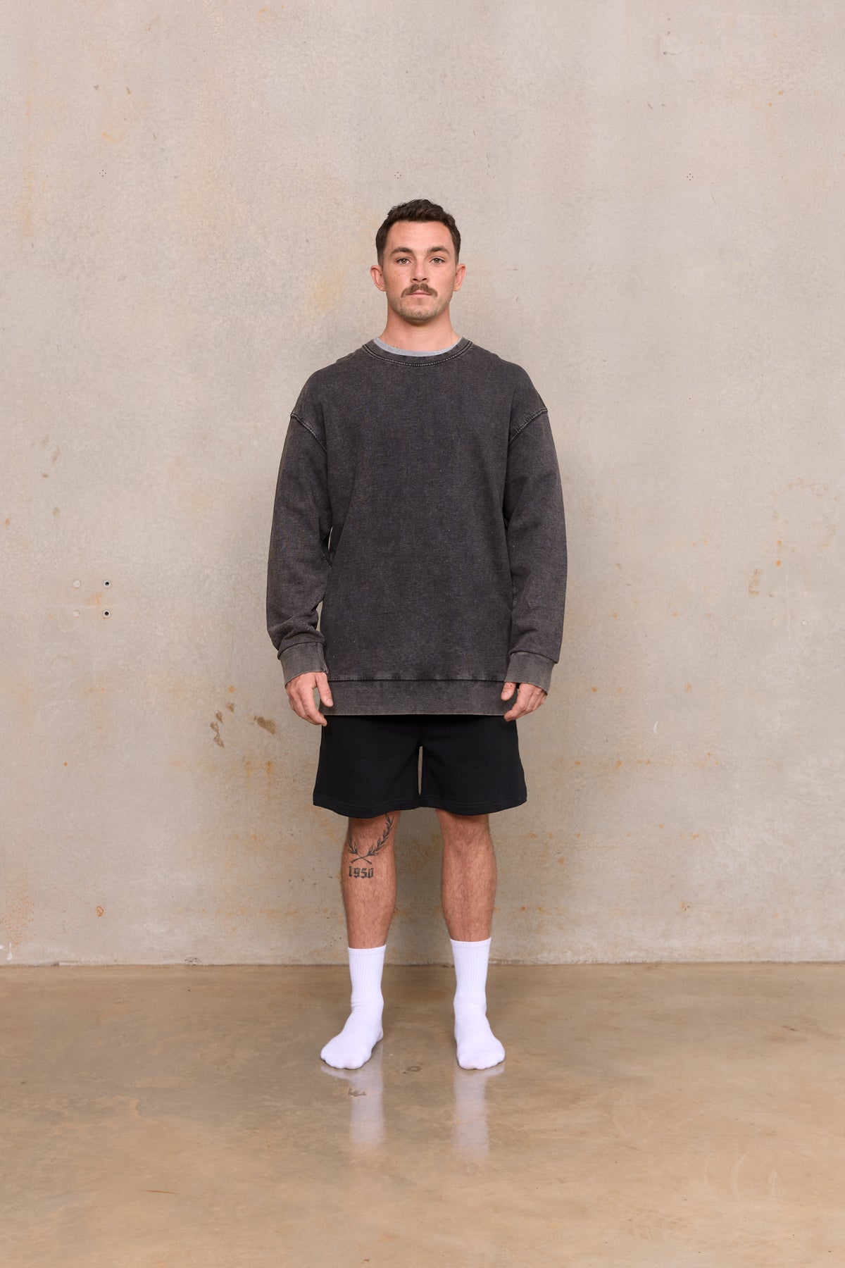 Mens Slouch Sweater 103 in Acid Wash, GOTS organic cotton