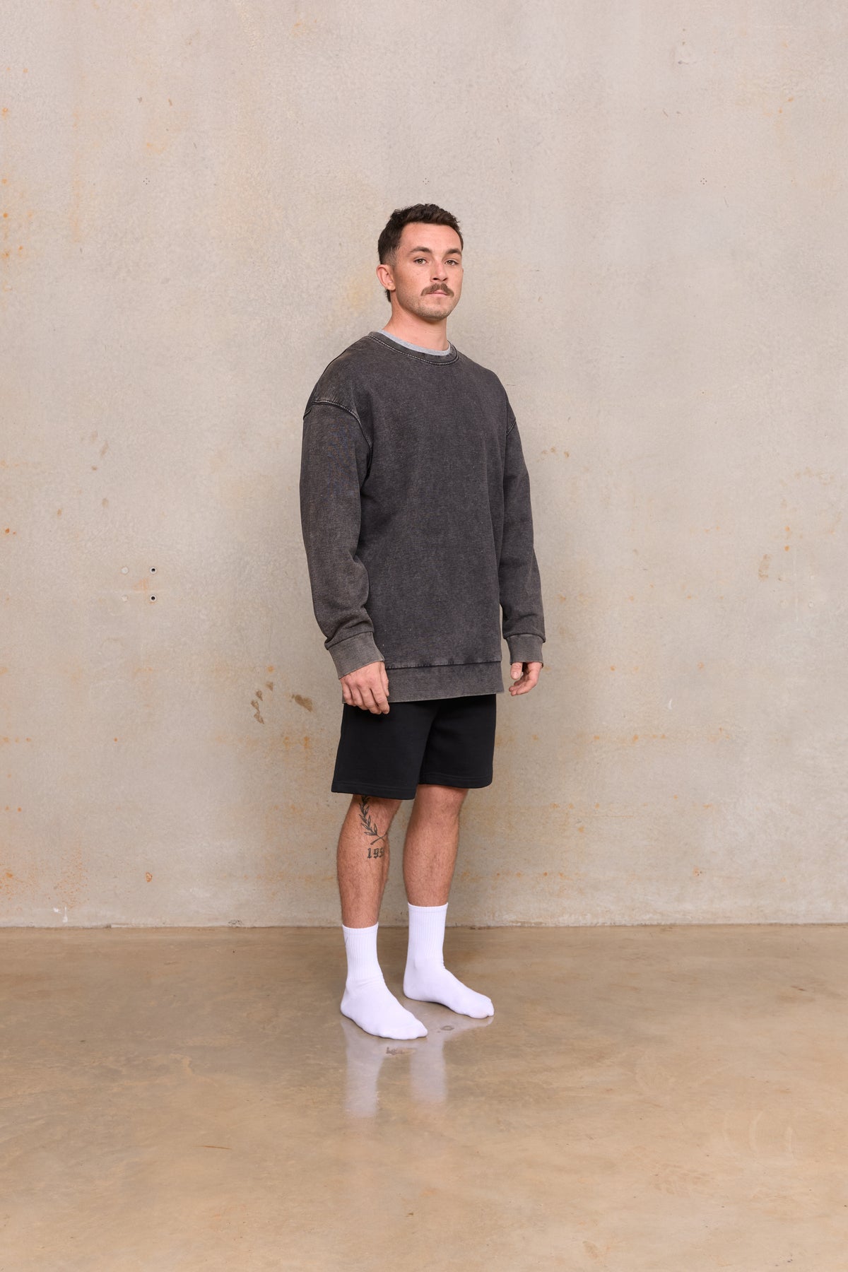 Mens Slouch Sweater 103 in Acid Wash, GOTS organic cotton