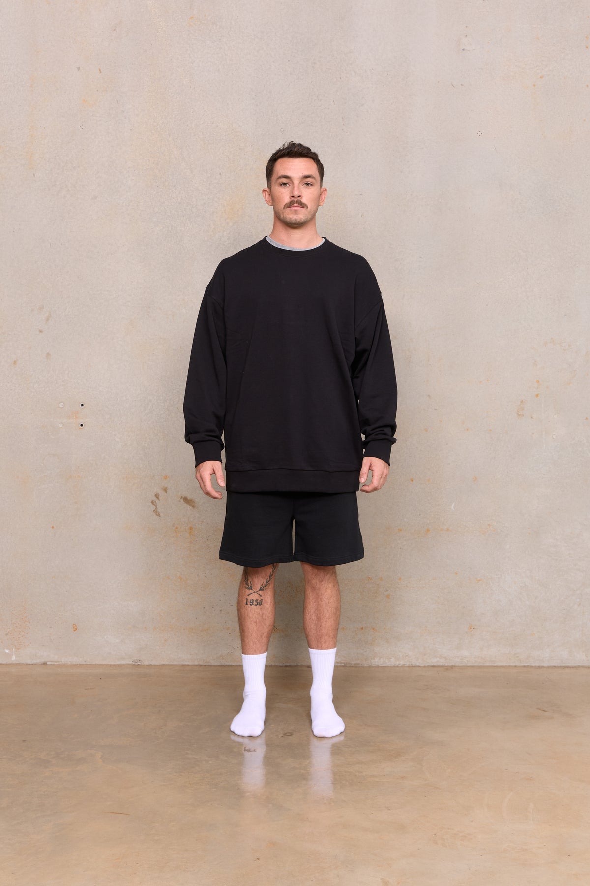 Mens Slouch Sweater 103 in Acid Wash, GOTS organic cotton