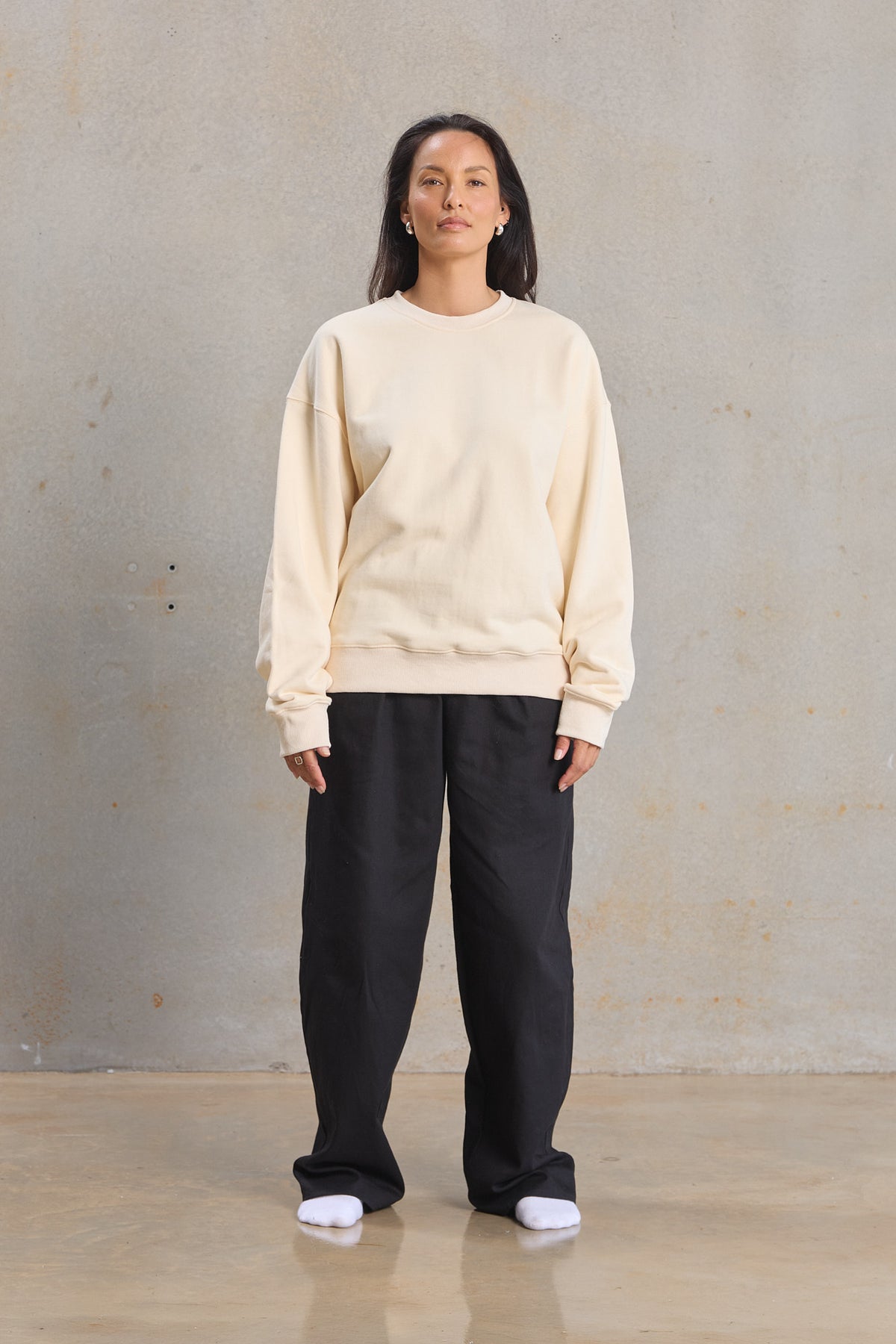 Womens Slouch Sweater 202 in Cream, organic cotton blank