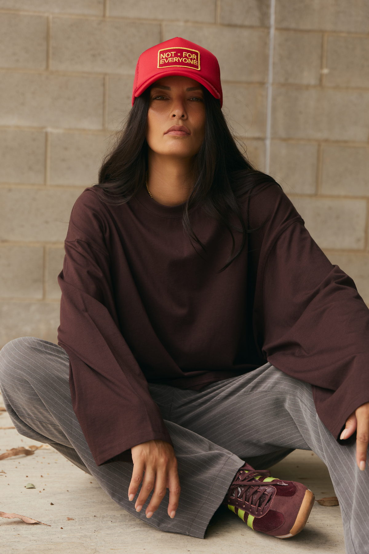 Womens Cropped Long Sleeve 207 in Choc Plum, GOTS organic